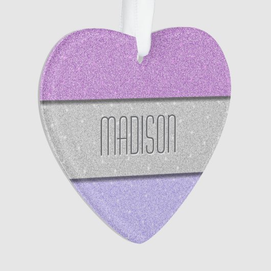 Aangepaste Naam Nep Glitter Bling Ornament (voorkant)