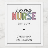 Aangepaste naam Neuro Neurse Neuroscience verpleeg Wijn Etiket (Enkel label)