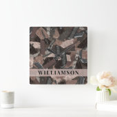 Aangepaste Naam Neutral Earth Tones Abstract Bruin Vierkante Klok (Huis)