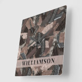 Aangepaste Naam Neutral Earth Tones Abstract Bruin Vierkante Klok (Hoek)