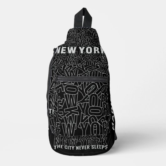 Aangepaste naam New York Typografie Sling Bag (Voorkant)