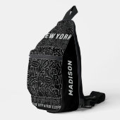 Aangepaste naam New York Typografie Sling Bag (Rechterhoek)