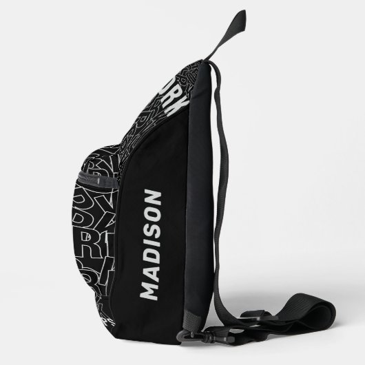 Aangepaste naam New York Typografie Sling Bag (Rechts)