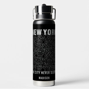 Aangepaste naam New York Typografie Waterfles
