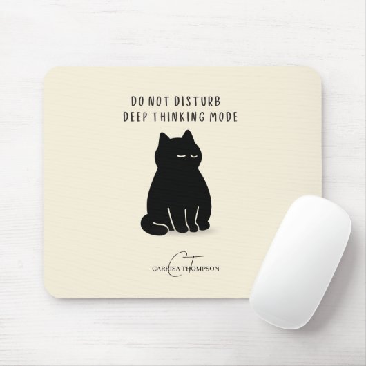 Aangepaste naam Niet Storen Diepe Denkmodus Kat Muismat (Met muis)