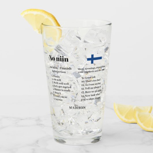 Aangepaste Naam "No niin" Finstalige gezegde defin Glas (Voorkant ijs)