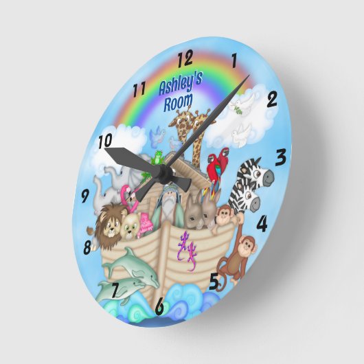 Aangepaste naam Noah's Ark Wall Clock Ronde Klok (Hoek)
