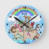 Aangepaste naam Noah's Ark Wall Clock Ronde Klok (Voorkant)