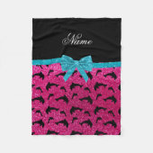 Aangepaste naam non hot roze glitter dolphins bow fleece deken (Voorkant)