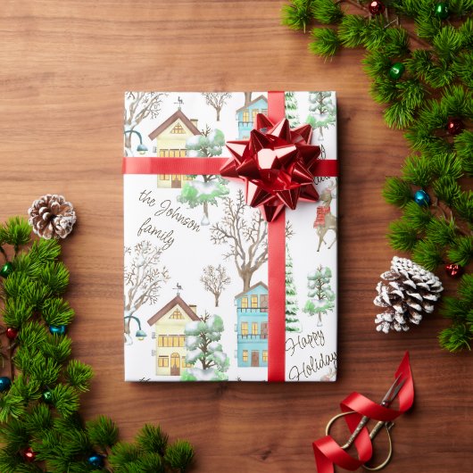 Aangepaste Naam Noordse Winter Hygge Rustiek Cadeaupapier (Feestdagen Geschenken)
