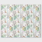 Aangepaste Naam Noordse Winter Hygge Rustiek Cadeaupapier (Vlak)