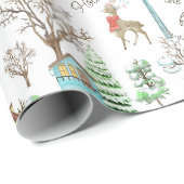 Aangepaste Naam Noordse Winter Hygge Rustiek Cadeaupapier (Rol Hoek)