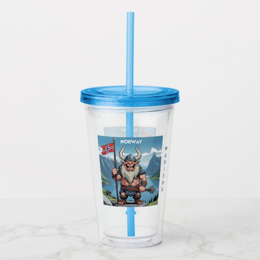 Aangepaste naam Noorse trol Acryl Drinkbeker (Voorkant)