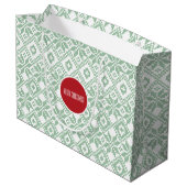 Aangepaste naam Nordic Snowflake Pattern Large Cadeautasje (Achterkant Gekanteld)