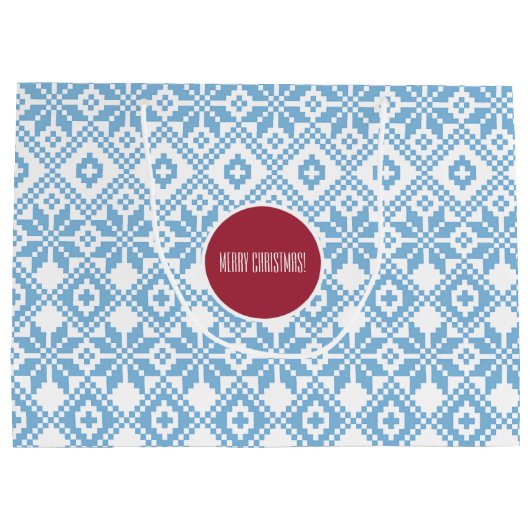 Aangepaste naam Nordic Snowflake Pattern Large Cadeautasje (Achterkant)