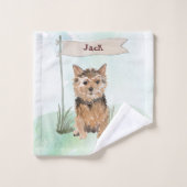 Aangepaste naam Norfolk Terrier Pet Dog Bad Handdoek (Wasdoekje)