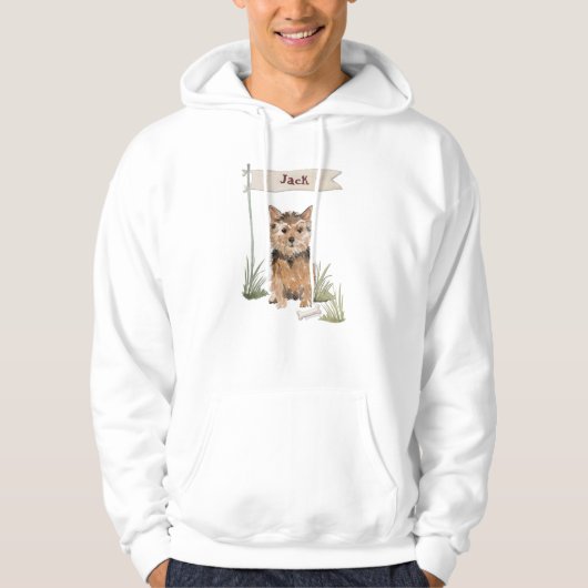 Aangepaste naam Norfolk Terrier Pet Dog Hoodie (Voorkant)