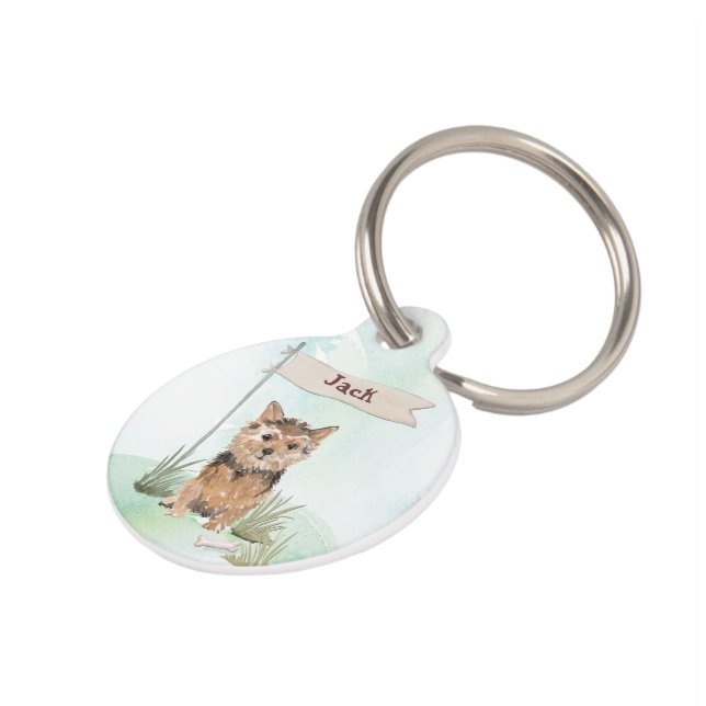 Aangepaste naam Norfolk Terrier Pet Dog Huisdierpenning (Zijkant)