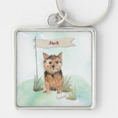 Aangepaste naam Norfolk Terrier Pet Dog Sleutelhanger (Voorkant)