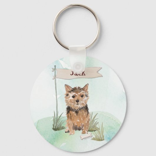 Aangepaste naam Norfolk Terrier Pet Dog Sleutelhanger (Voorkant)