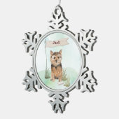Aangepaste naam Norfolk Terrier Pet Dog Tin Sneeuwvlok Ornament (Rechts)
