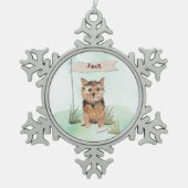Aangepaste naam Norfolk Terrier Pet Dog Tin Sneeuwvlok Ornament (Voorkant)
