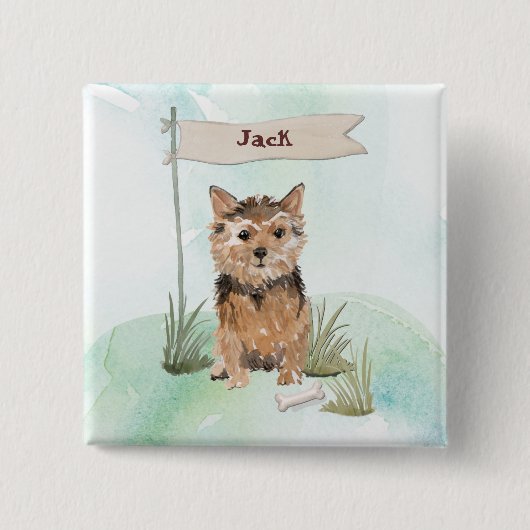 Aangepaste naam Norfolk Terrier Pet Dog Vierkante Button 5,1 Cm (Voorkant)