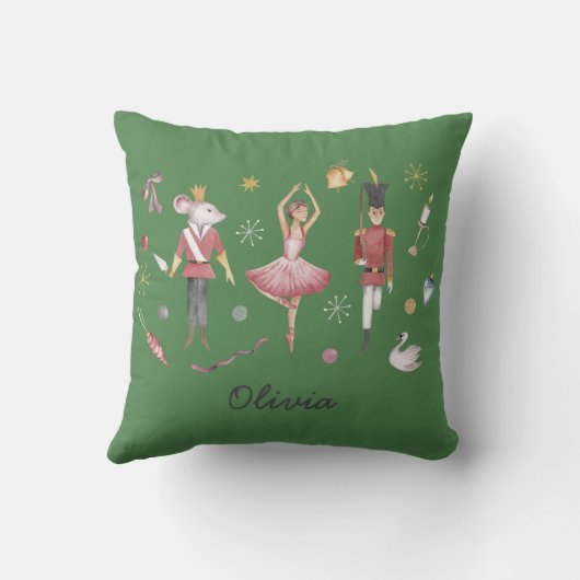Aangepaste naam Notenkraker Ballet Ballerina Kerst Kussen (Achterkant)