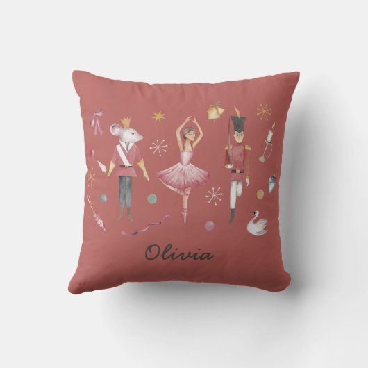 Aangepaste naam Notenkraker Ballet Ballerina Kerst Kussen (Achterkant)