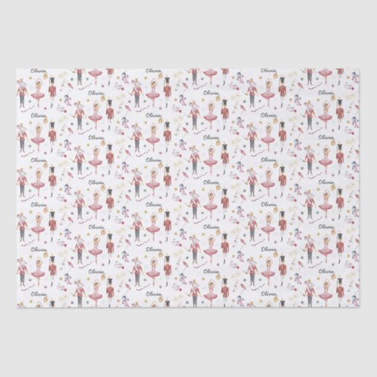 Aangepaste naam Notenkraker Ballet Ballerina Kerst Tissuepapier (Voorkant)