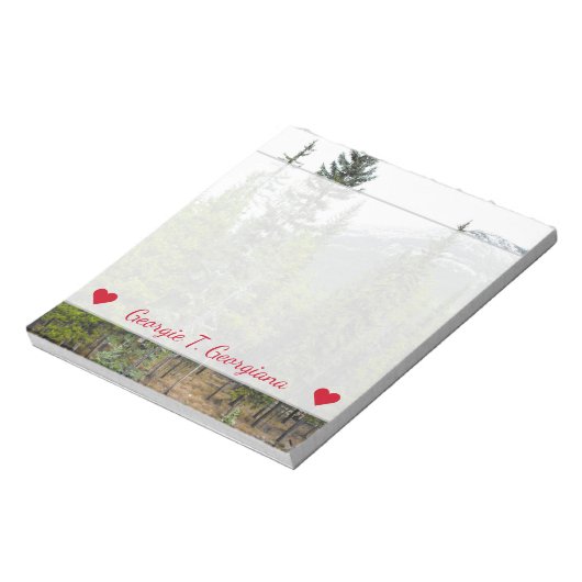 Aangepaste naam + Notitieblok bos- en bergscène (Linkerzijde)