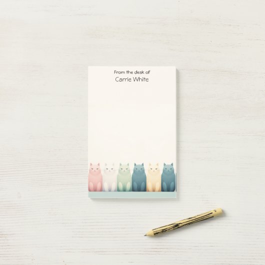 Aangepaste naam Notitieblok met katten Post-it® Notes (Op bureau)