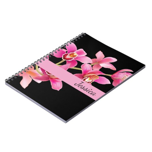 Aangepaste naam Notitieboek-Roze Orchideeën Notitieboek (Linkerzijde)