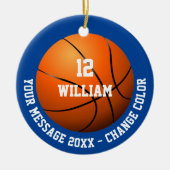 Aangepaste naam Nummer Bericht Basketball Keramisch Ornament (Voorkant)