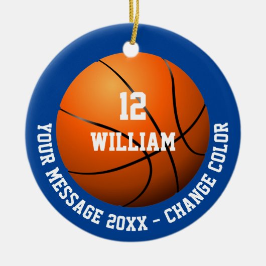 Aangepaste naam Nummer Bericht Basketball Keramisch Ornament (Voorkant)