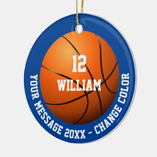 Aangepaste naam Nummer Bericht Basketball Keramisch Ornament (Links)