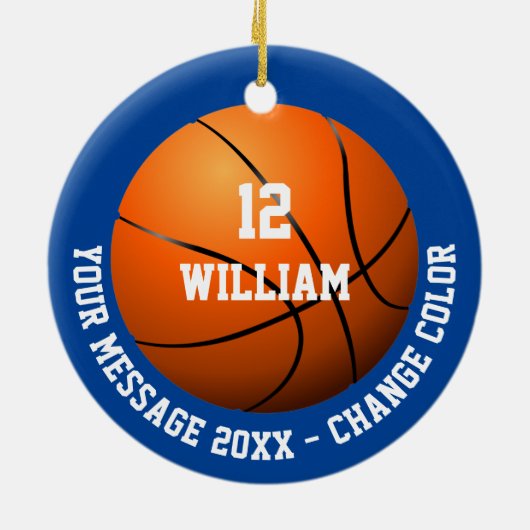 Aangepaste naam Nummer Bericht Basketball Keramisch Ornament (Achterkant)