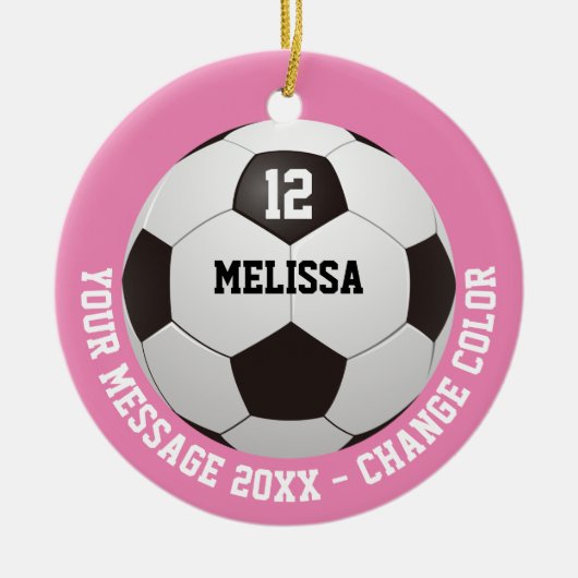 Aangepaste naam nummer bericht voetbal keramisch ornament (Voorkant)