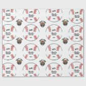 Aangepaste naam, nummer en teamlogo voor honkbalsp cadeaupapier (Vlak)