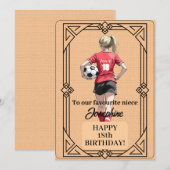 Aangepaste naam nummer en tekst verjaardag voetbal feestdagenkaart (Voorkant / Achterkant)