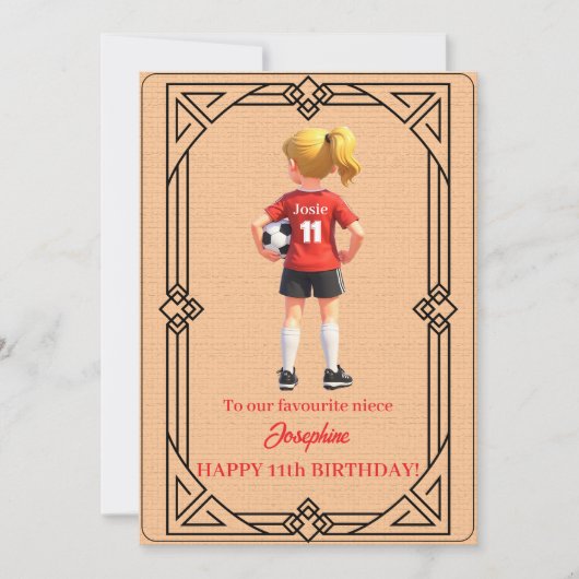 Aangepaste naam nummer en tekst Verjaardag Voetbal Feestdagenkaart (Voorkant)