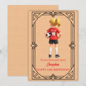 Aangepaste naam nummer en tekst Verjaardag Voetbal Feestdagenkaart (Voorkant / Achterkant)