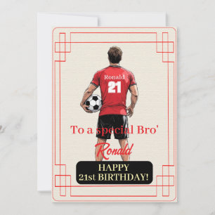 Aangepaste naam nummer en tekst Verjaardag Voetbal Feestdagenkaart