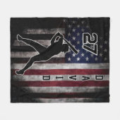Aangepaste Naam & Nummer Honkbal USA Vlag Bedrukt Fleece Deken (Voorkant (Horizontaal))