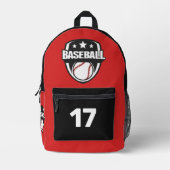 Aangepaste naam, nummer & kleur honkbal bedrukte rugzak (Voorkant)