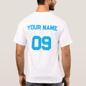 Aangepaste Naam Nummer op de achterkant Sky Blue F T-shirt (Achterkant)