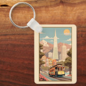 Aangepaste naam & nummer Retro San Francisco Sleutelhanger (Voorkant)