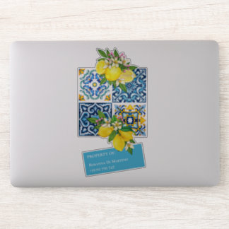 Aangepaste naam nummer Siciliaanse tegels citroene Sticker