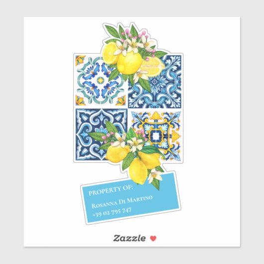 Aangepaste naam nummer Siciliaanse tegels citroene Sticker (Vel)
