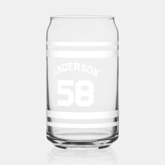Aangepaste Naam & Nummer Sport Jersey Blikvorm Glas (Achterkant)